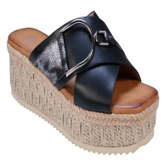 GC Shoes Lindsey Buckle Cross Strap Espadrille Slide Platform Sandals image {5}