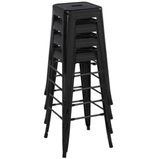 Yaheetech Set of 4 Metal Backless Counter Height Bar Stools Stackable Chairs image {3}