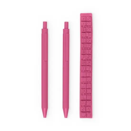 Yoobi Evolve Ballpoint Pen 2pk &ndash; Retractable Hot Pink Set with 36 Custom Charms, 1.0mm Black Ink image {2}