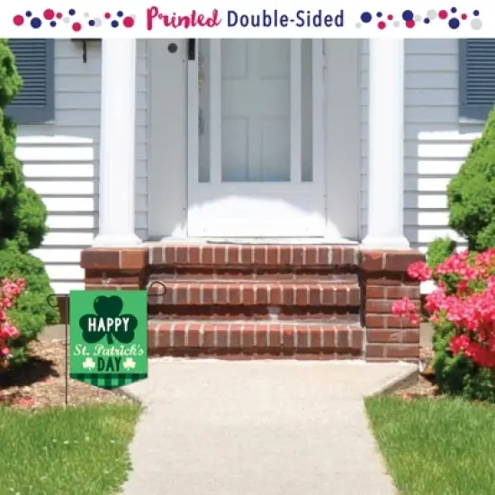 Big Dot of Happiness St. Patrick's Day - Outdoor Home Decorations - Double-Sided Saint Patty's Day Party Garden Flag - 12 x 15.25 inches image {1}