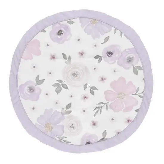Sweet Jojo Designs Girl Baby Tummy Time Playmat Watercolor Floral Purple Pink and Grey image {4}