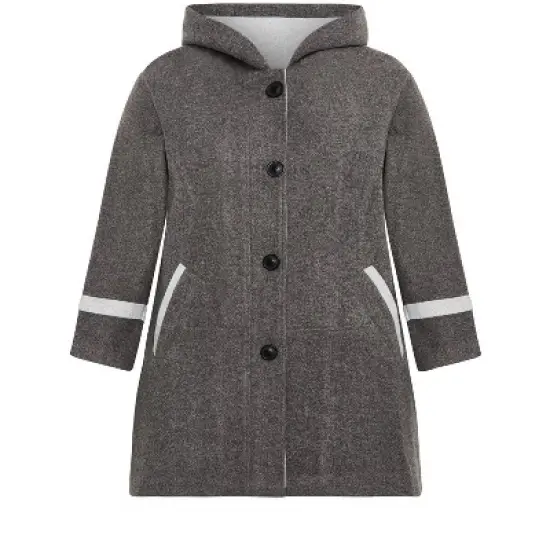 Women's Plus Size Cindy Faux Wool Coat - dark grey | AVENUE image {2}