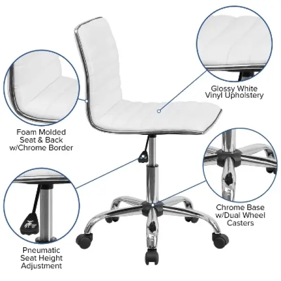 Flash Furniture 48" Wide Black Electric Height Adjustable Standing Desk with Designer Armless White Ribbed Swivel Task Office Chair image {5}
