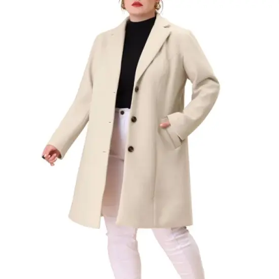 Agnes Orinda Women's Plus Size Winter Notched Lapel Single Breasted Pea Coat image {13}
