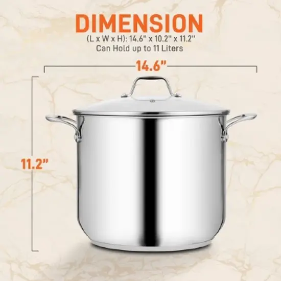 NutriChef 12-Quart Stainless Steel Stock Pot - 18/8 Food Grade Steel Heavy Duty image {1}