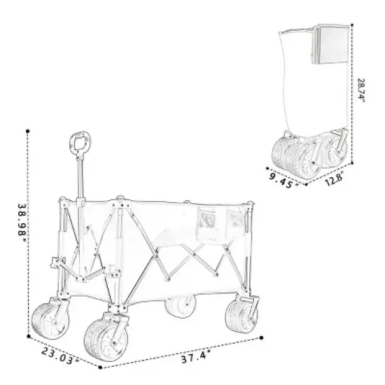 YONWAY Heavy-Duty All-Terrain Folding Utility Wagon Cart with Large Beach Wheels, Adjustable Handle,480lbs Capacity,for Camping, Beach image {2}