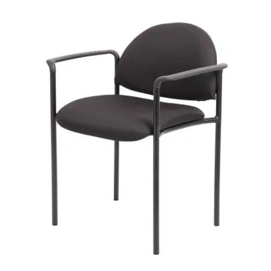 Fabric Modern Stacking Chair Black with Arms - Boss Office Products: Vinyl Upholstery, Metal Frame image {5}
