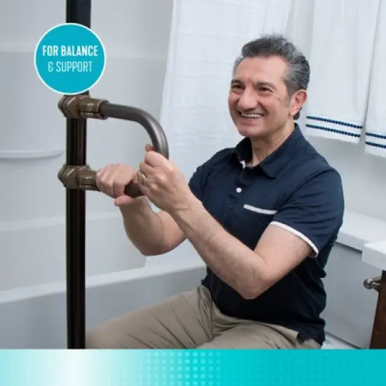 Signature Life Single Grab Bar Accessory for the Sure Stand Security Pole image {1}