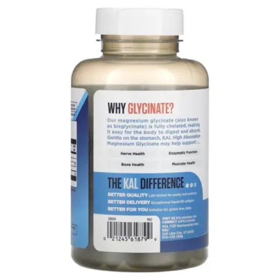 KAL High Absorption Magnesium Glycinate, 90 Softgels (105 mg per Softgel) image {2}