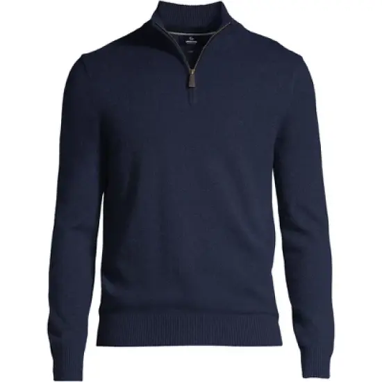 Lands' End Men's Fine Gauge Cashmere Quarter Zip image {5}