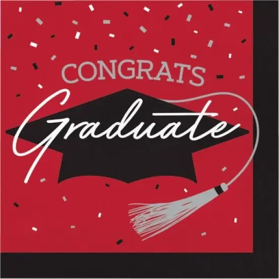Creative Converting Graduate School Spirit Red Paper Napkins 108ct image {3}