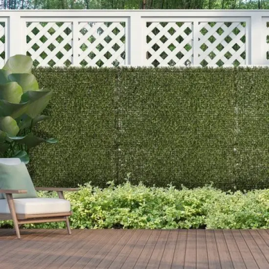 Syemin Patio Decorative Screens, Artificial Grass Wall Panels, Privacy Screen for Outdoor Indoor Garden Fence Backyard, Green, 19.75"*19.75"*1.75" image {6}
