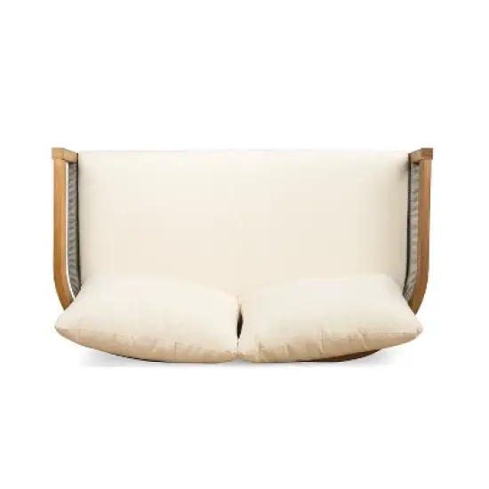 Christopher Knight Home Fawn Modern Outdoor Acacia Wood Loveseat and Table Set, Beige/Teak image {4}