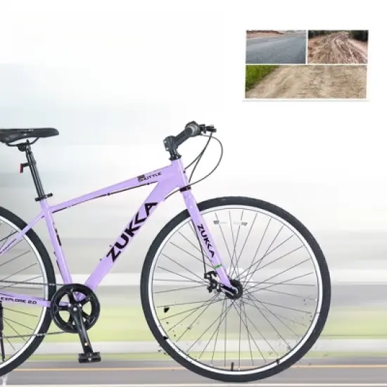 DSVIMOY Bicycles, 27.5 Inch Road Bike for Women and Men, 7 Speed Road Bike, Purple, 64.57"*25.19"*37.79" image {4}