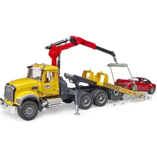 Bruder Mack Granite Tow Truck with Bruder Roadster image {1}