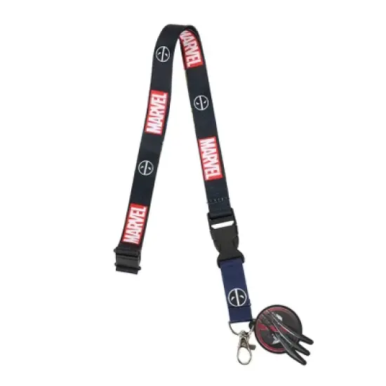 Deadpool & Wolverine Combined Mask 22&rdquo; Black Lanyard With ID Sleeve image {4}