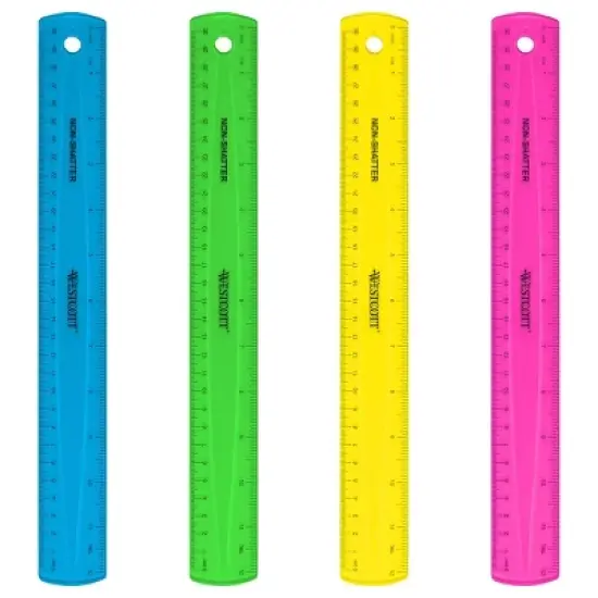 12pk 12" Shatterproof Ruler with Anti-Microbial Translucent Colors - Acme United image {2}