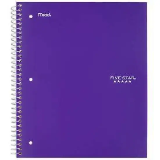 Five Star 5 Subject College Ruled Spiral Notebook (Colors May Vary): School Supplies, 3 Hole Punched, Flexible Cover, 200 Pages image {10}