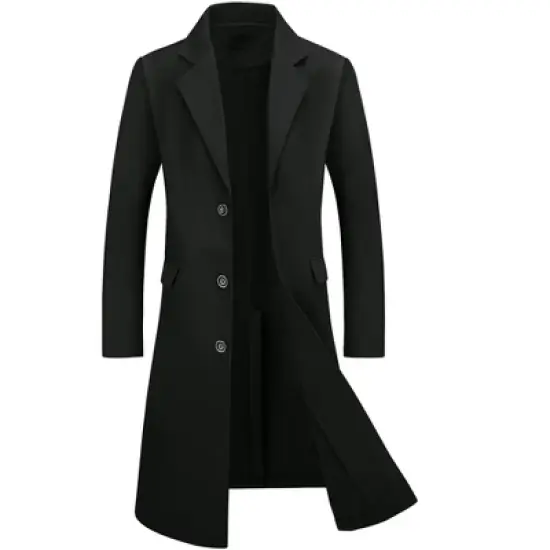 Lars Amadeus Men's Winter Single Breasted Notched Lapel Long Overcoat image {7}