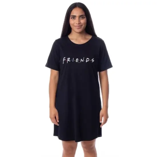 Friends The Television Series Womens' TV Show Title Logo Nightgown Pajama Black image {3}