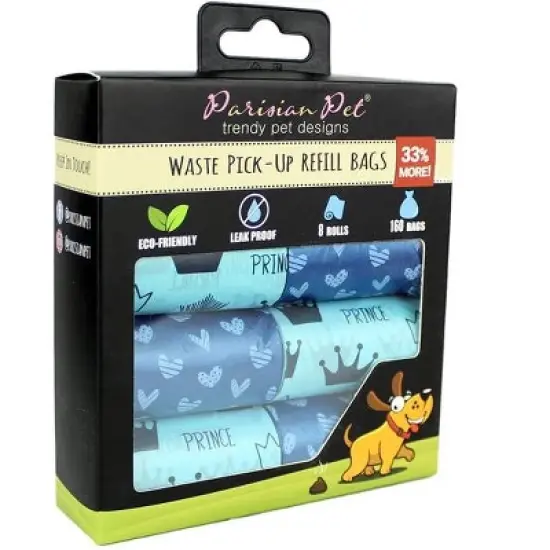 Parisian Pet 'Prince Hearts' Waste Bags for Dogs & Cats - Blue, Leak-Proof, Durable Pet Waste Bags image {2}