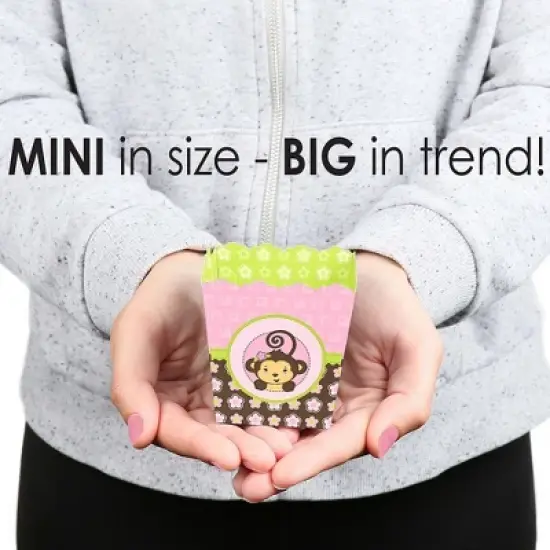 Big Dot of Happiness Pink Monkey Girl - Party Mini Favor Boxes - Baby Shower or Birthday Party Treat Candy Boxes - Set of 12 image {3}