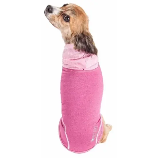 Pet Life Active Pull-Rover Premium 4-Way Stretch Two-Toned Sleeveless Hoodie Dog and Cat T-Shirt - Pink image {2}