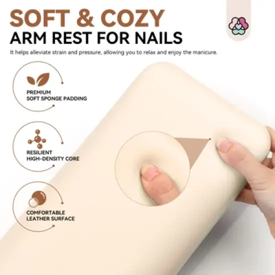 SAVILAND Apricot-Tone Salon Arm Support - Ergo Microfiber Cushion w/Adjustable Height Pro System. image {5}