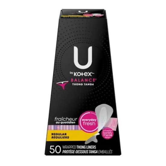 U by Kotex Balance Daily Wrapped Thong Panty Liners - Light Absorbency - Regular Length - 50ct image {1}