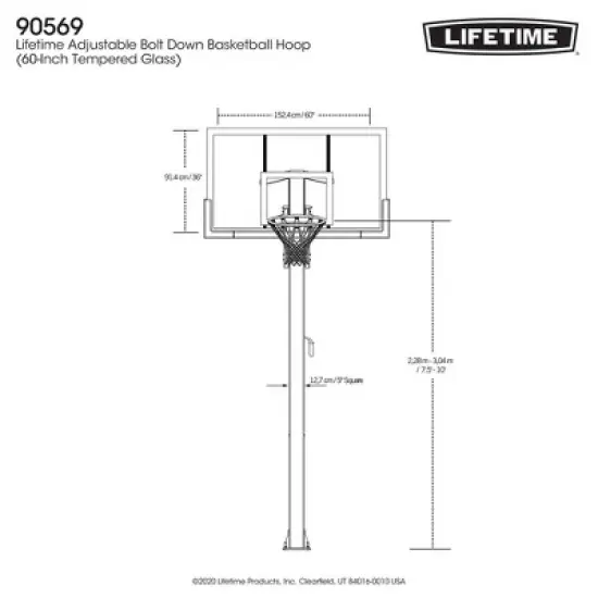 Lifetime 60" Adjustable Bolt Down Basketball Hoop image {8}