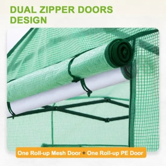 EAGLE PEAK 8'x6' Portable Walk-in Greenhouse, Upgraded Screen Mesh Door, Green image {3}