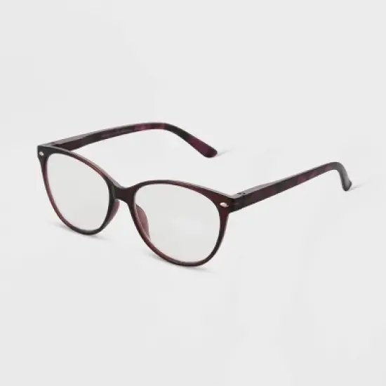 Women's Gloss Plastic Cateye Blue Light Filtering Reading Glasses - Universal Thread&trade; Burgundy image {1}