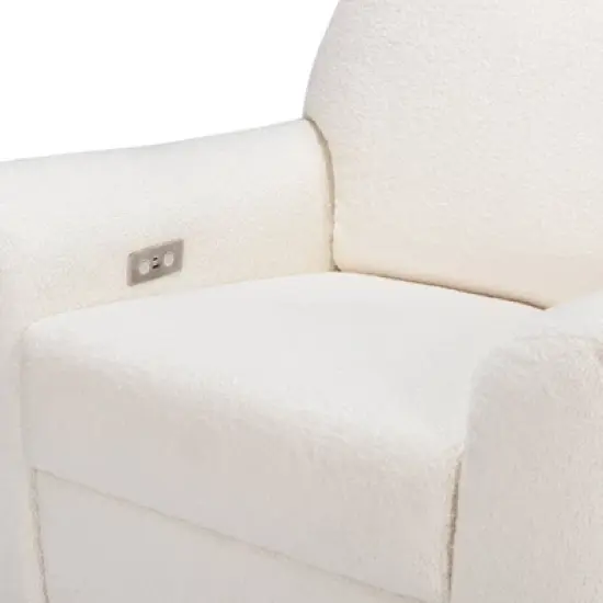 Nursery Works Sunday Power Recliner and Swivel Glider - Chantilly Sherpa/Light Wood Base image {5}