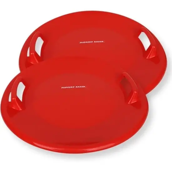 Slippery Racer Heavy-Duty Cold Resistant Downhill Pro Adults and Kids Plastic Outdoor Winter Saucer Disc Snow Sled with Handles (2 Pack) image {9}