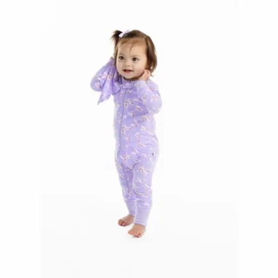 Sleep On It Infant Girls Butterfly Blossom Zip-Front Coverall Pajama image {1}
