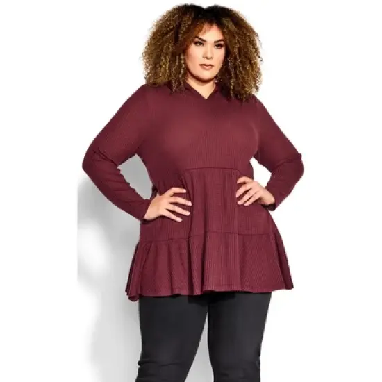 Women's Plus Size Nola Waffle Tunic - purple | AVENUE image {9}