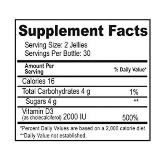 Yum-Vs Vitamin D 2000 Iu Gummies, Strawberry, 60 Ea image {3}