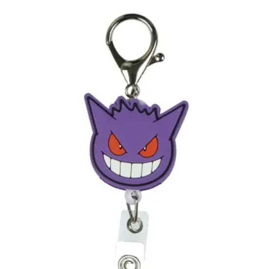 Pokemon Retractable Reel Lanyard Gengar Hard Plastic Badge ID Holder Keychain Purple image {2}