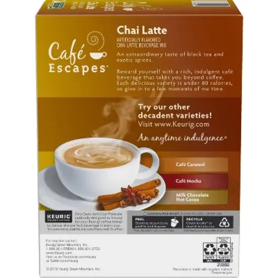 Caf&eacute; Escapes Chai Latte Coffee Pods Flavored Coffee Dark Roast - 24ct image {8}