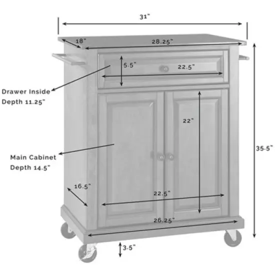 Wood Solid Black Granite Top Kitchen Cart in Mahogany Brown - Pemberly Row image {3}