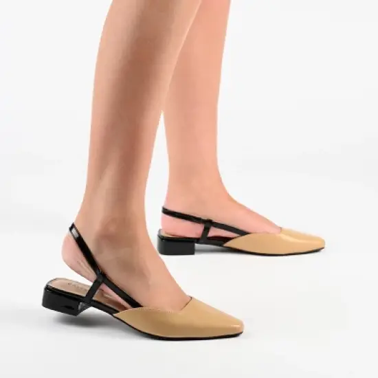 Journee Collection Womens Paislee Sling Back Block Heel Square Toe Flats image {8}