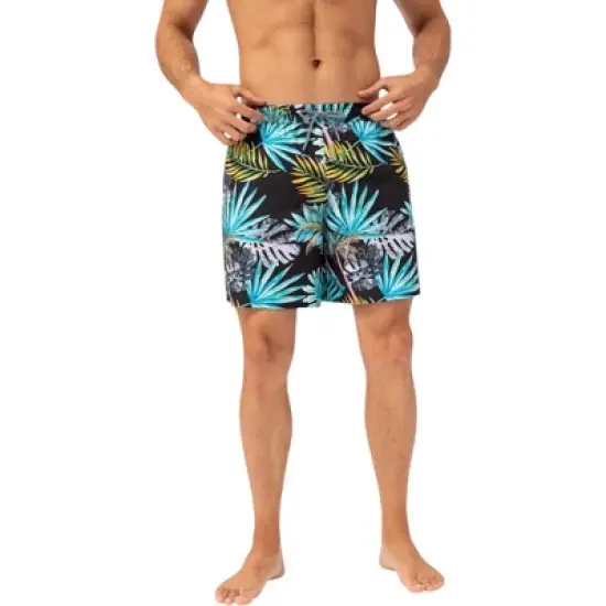 Anna-Kaci Active Men's Tropical Print Swim Trunks with Elastic Waistband and Side Pockets image {7}
