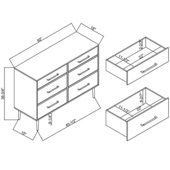 Gloria 6 Drawer Dresser White - Linon image {7}