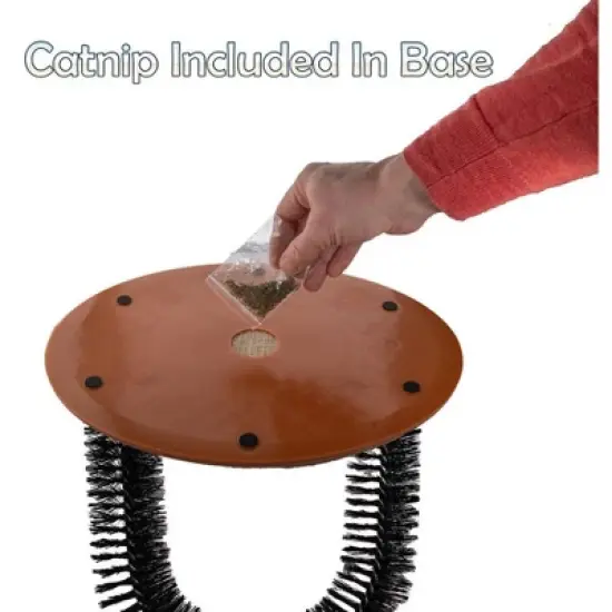 5 Star Super Deals Perfect Cat Self Grooming Arch Post with Mouse Toy, Bristles, Scratch Pad and Catnip - For Brushing, and Massage & Stress Relief. image {4}