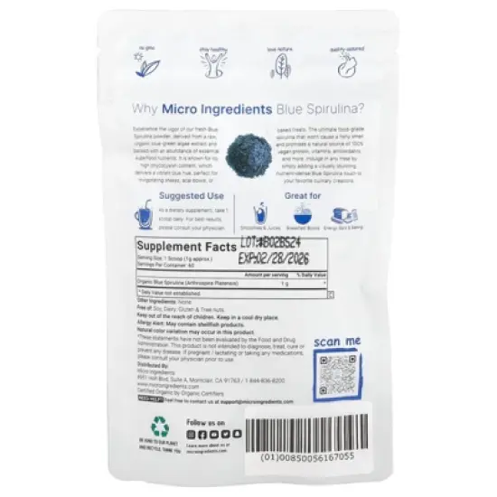Micro Ingredients Organic Blue Spirulina, 2 oz (60 g) image {1}