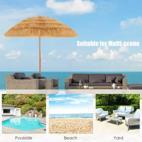 Tangkula Beach Umbrella Outdoor Patio Sun Shelter with Tilt Sand Anchor  for Beach Yard Poolside image {6}