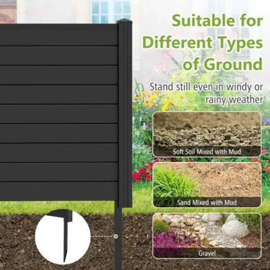 Costway 48"L x 37.5"H Air Conditioner Fence with 3 Ground Stakes Black/White image {8}