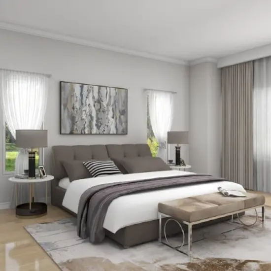 Contemporary Decorative Stainless Steel Cowhide Bench Silver - Olivia & May image {12}