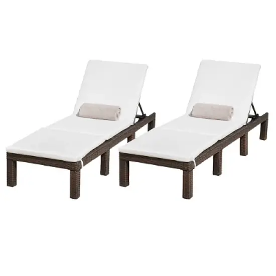 Jamaica Set of 2 Wicker Patio Chaise Lounge with Cushion - Brown - Christopher Knight Home: Weather-Resistant, Metal Frame image {4}