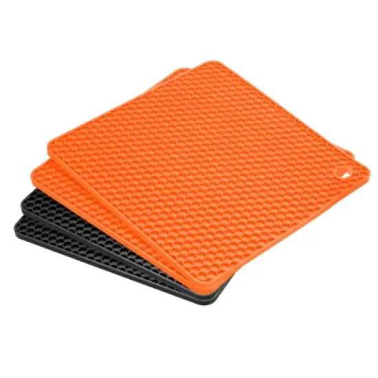 Unique Bargains Silicone Heat Resistant Multi-purpose Trivet Mat 4 Pcs image {4}
